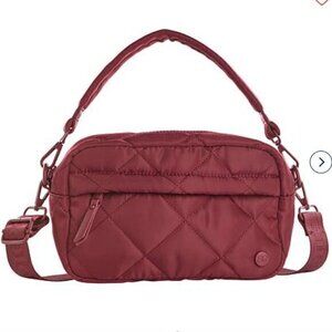 Samantha Brown To-Go Quilted Top Handle Crossbody Bag BURGUNDY nwot